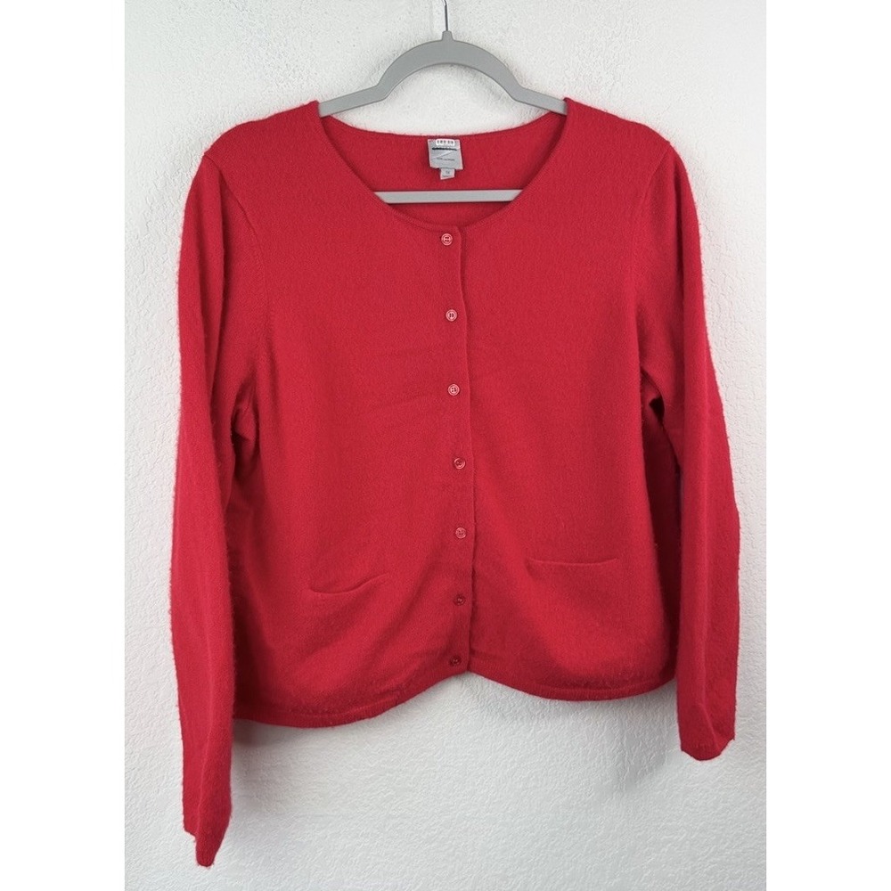 Nouveaux 100% Cashmere Cardigan Sweater 1X Red Button Front Anthropologie Preppy